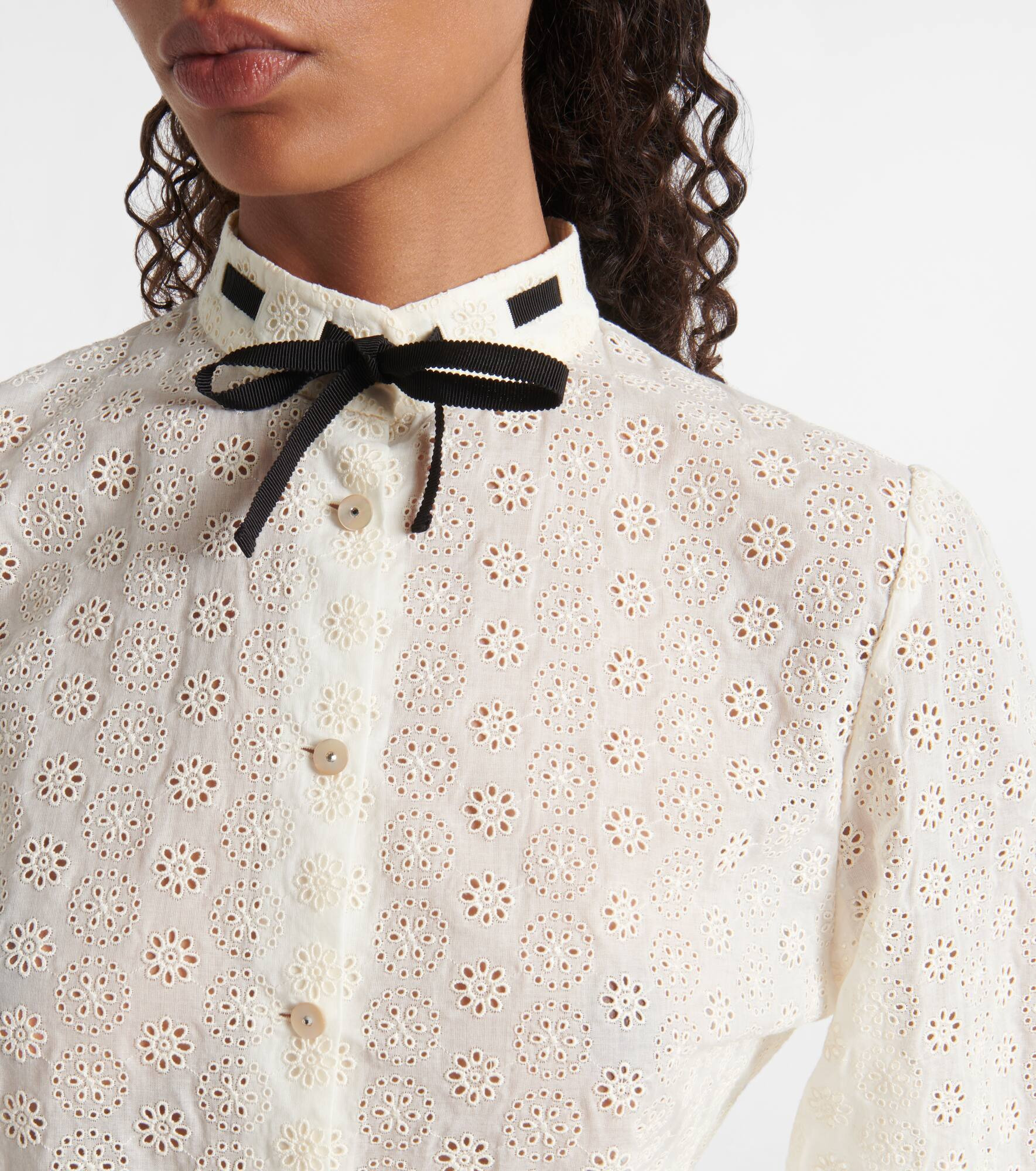 Broderie anglaise cotton poplin shirt - 4