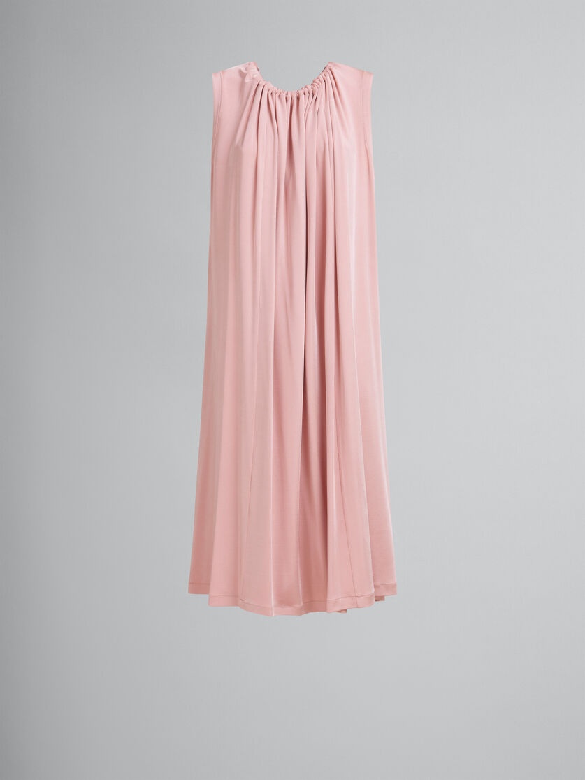PINK STRETCH JERSEY DRESS WITH GATHERED NECK - 1