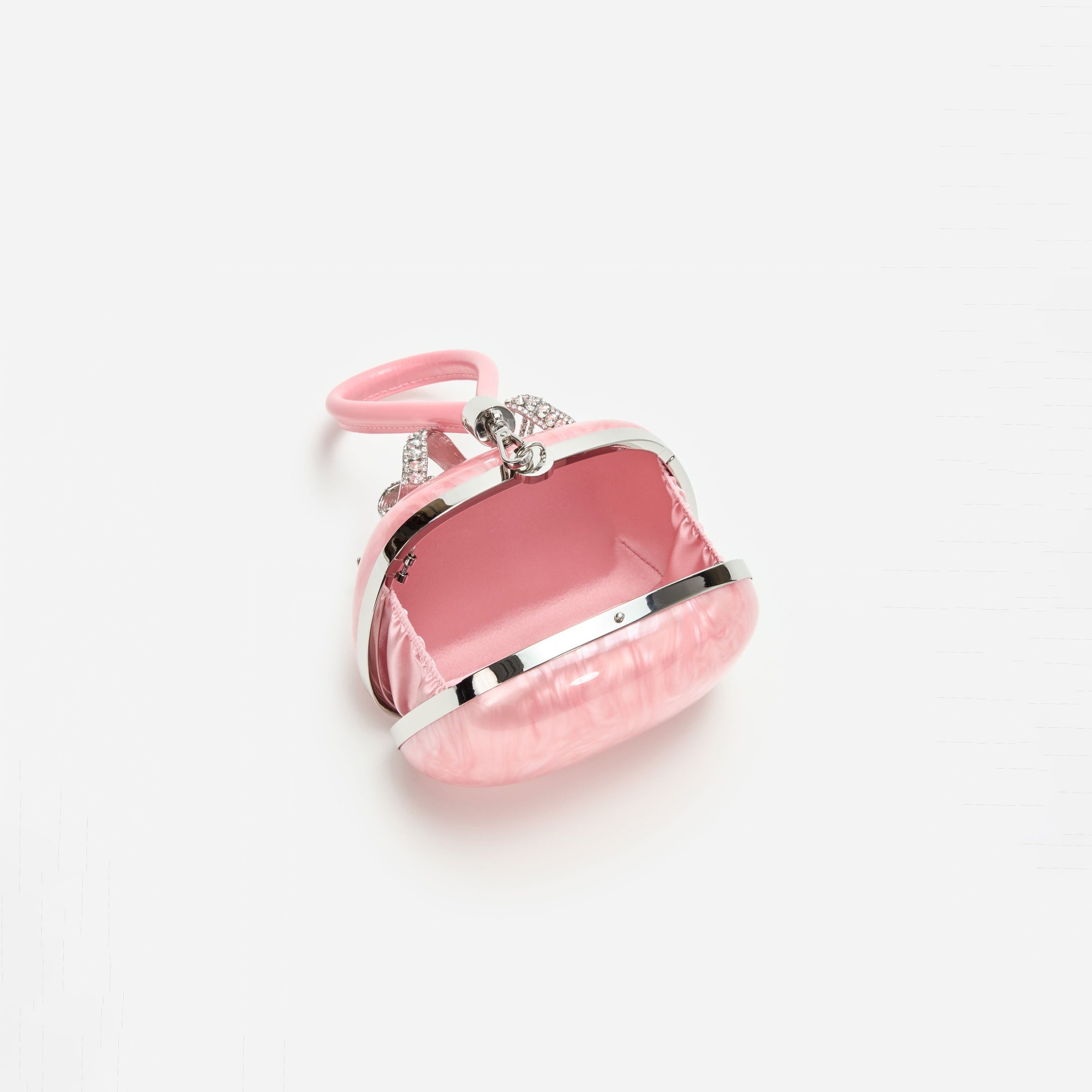 Pink Pearl Top Handle Clutch Bag - 5