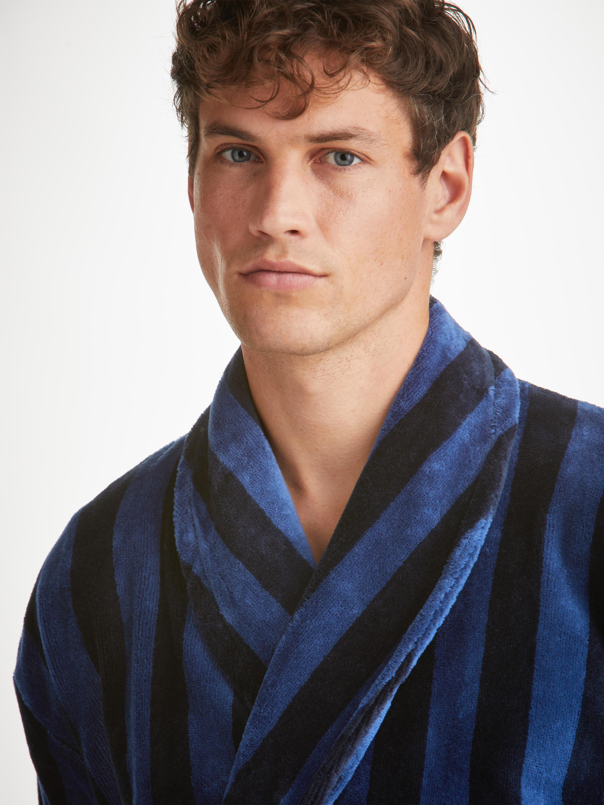 Men's Bathrobe Aston 36 Terry Cotton Navy - 7
