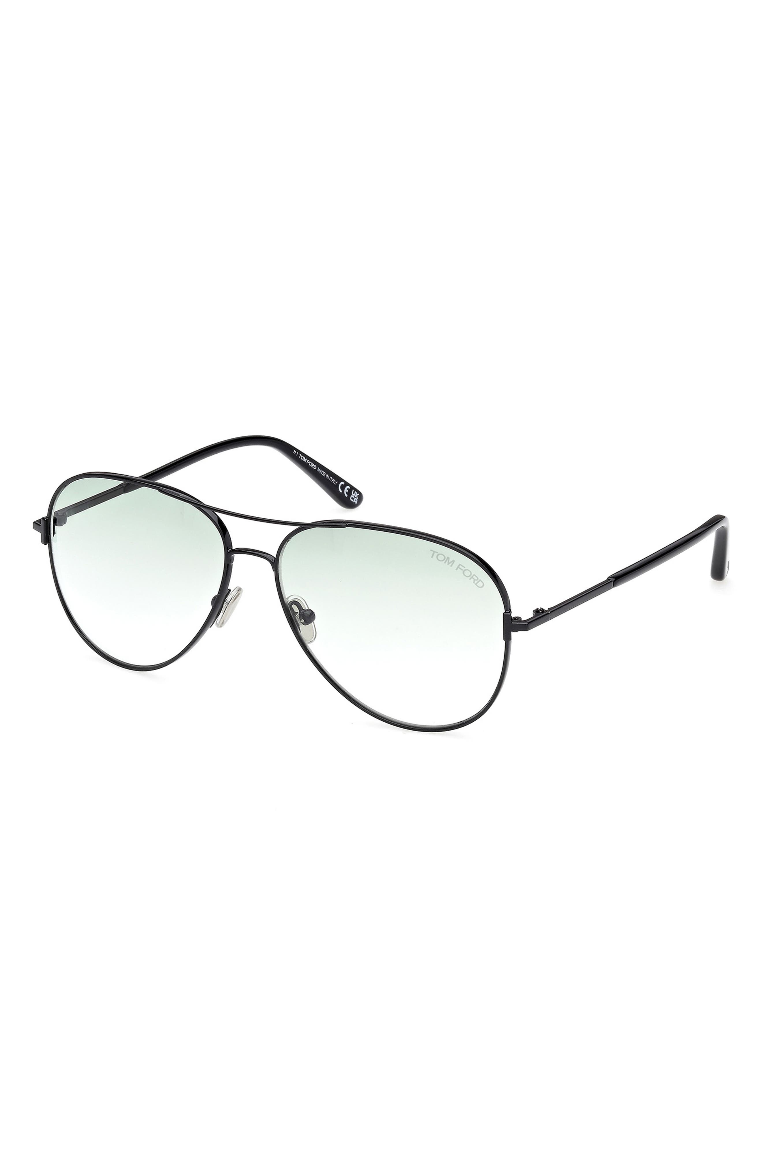 TOM FORD Clark 59mm Gradient Pilot Sunglasses in Shiny Black /Gradient Green at Nordstrom - 2