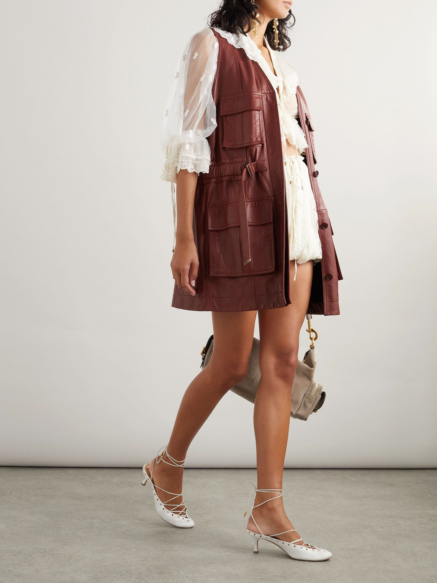 Buckled leather vest Brown - 2