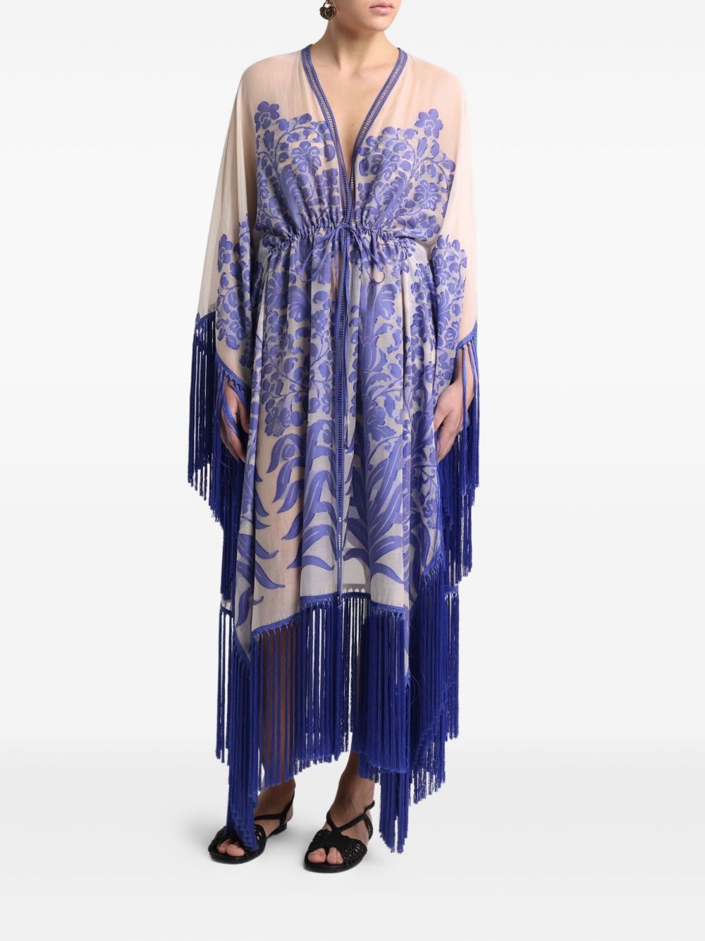 patterned-jacquard kaftan dress - 2