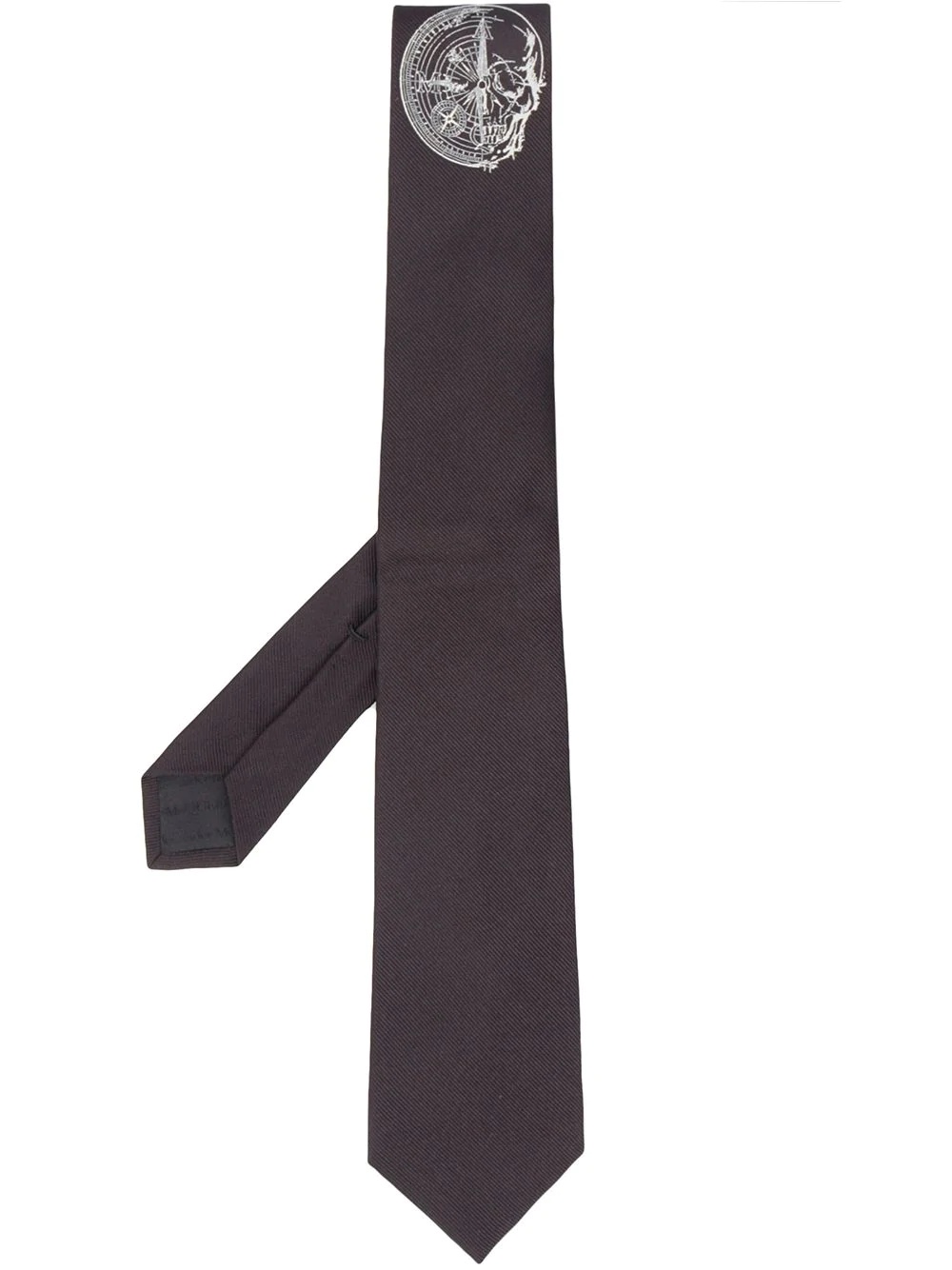 skull compass print neck tie - 1