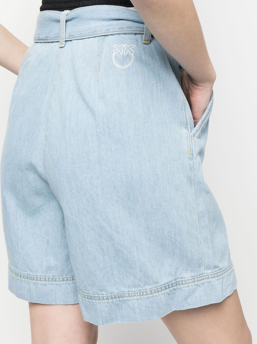 belted denim shorts - 5