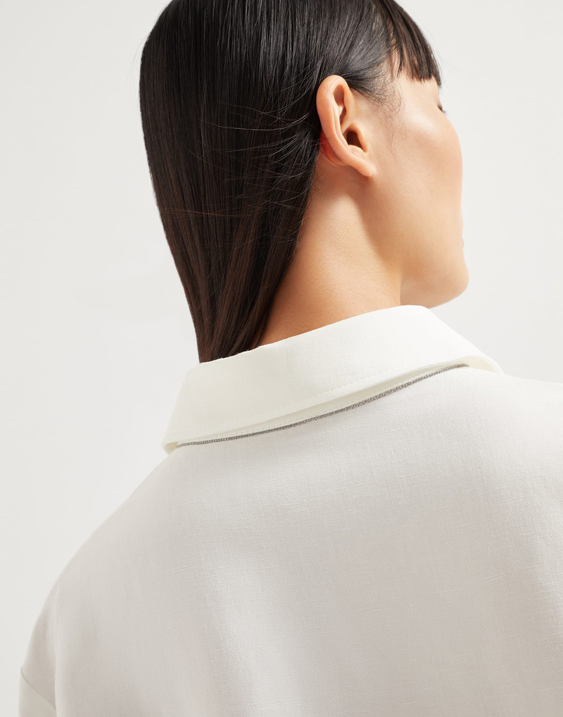 Viscose and linen fluid twill dress with monili 3