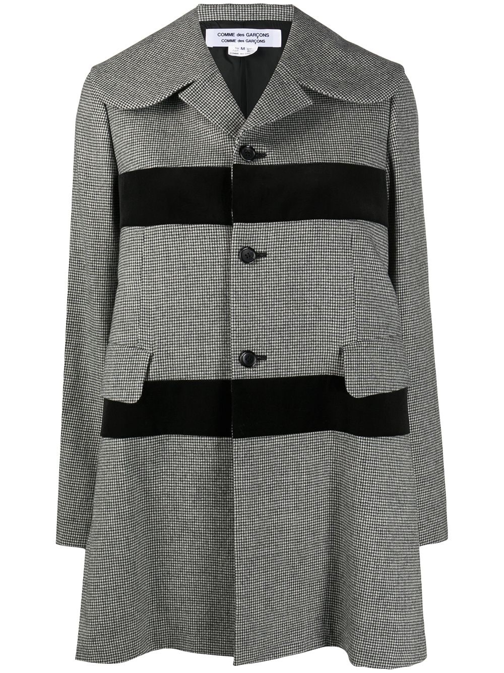 stripe-panel hounds-tooth coat - 1