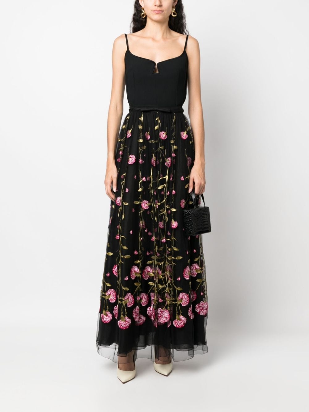floral-embroidered tulle maxi skirt - 2