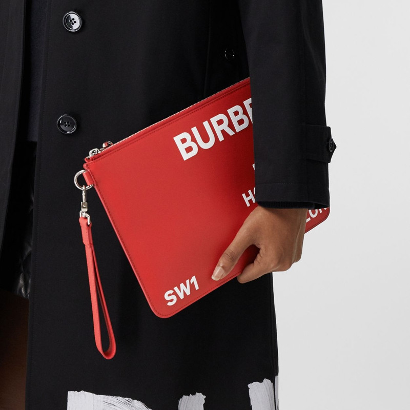 Horseferry Print Leather Zip Pouch 3