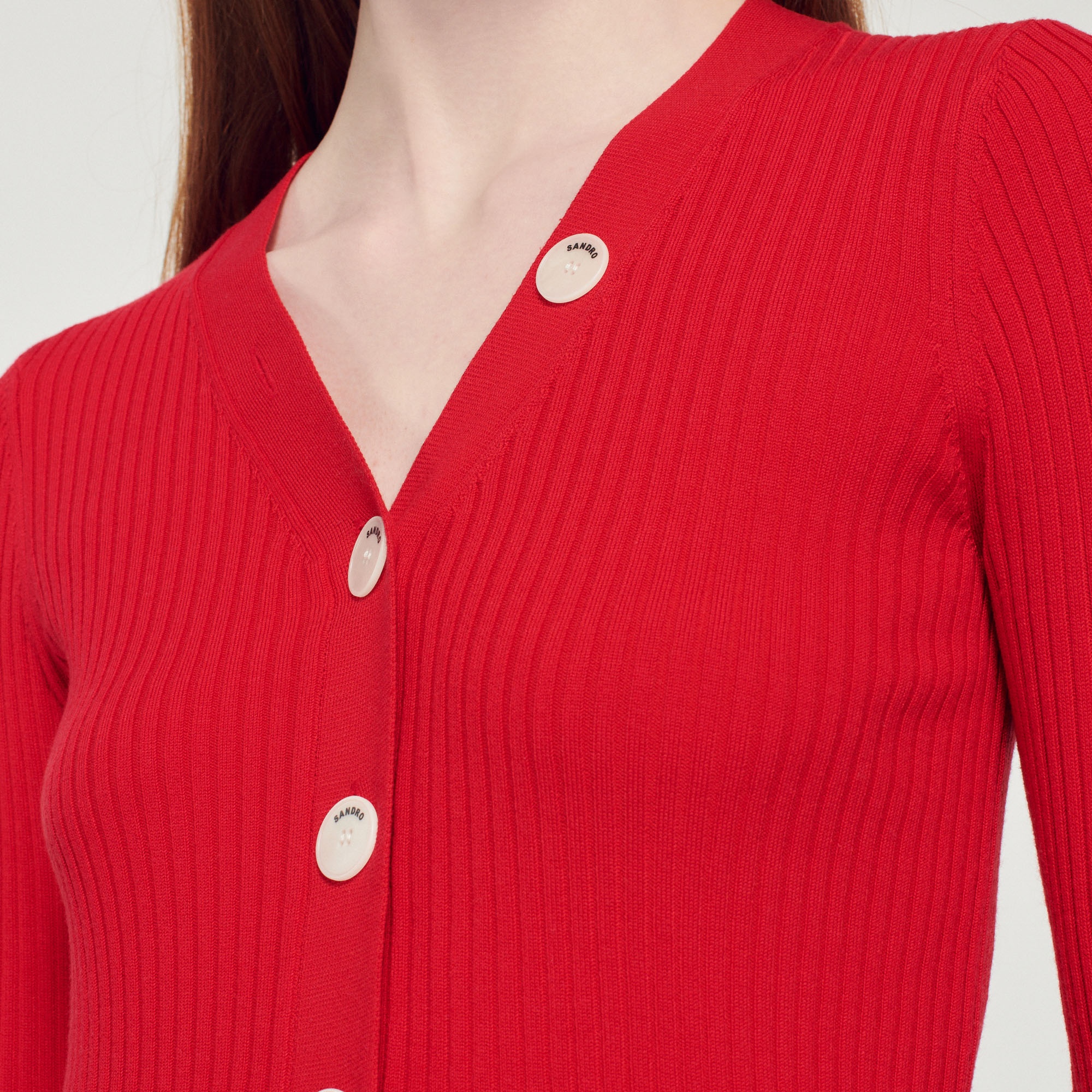 Fine ribbed knit cardigan - 4