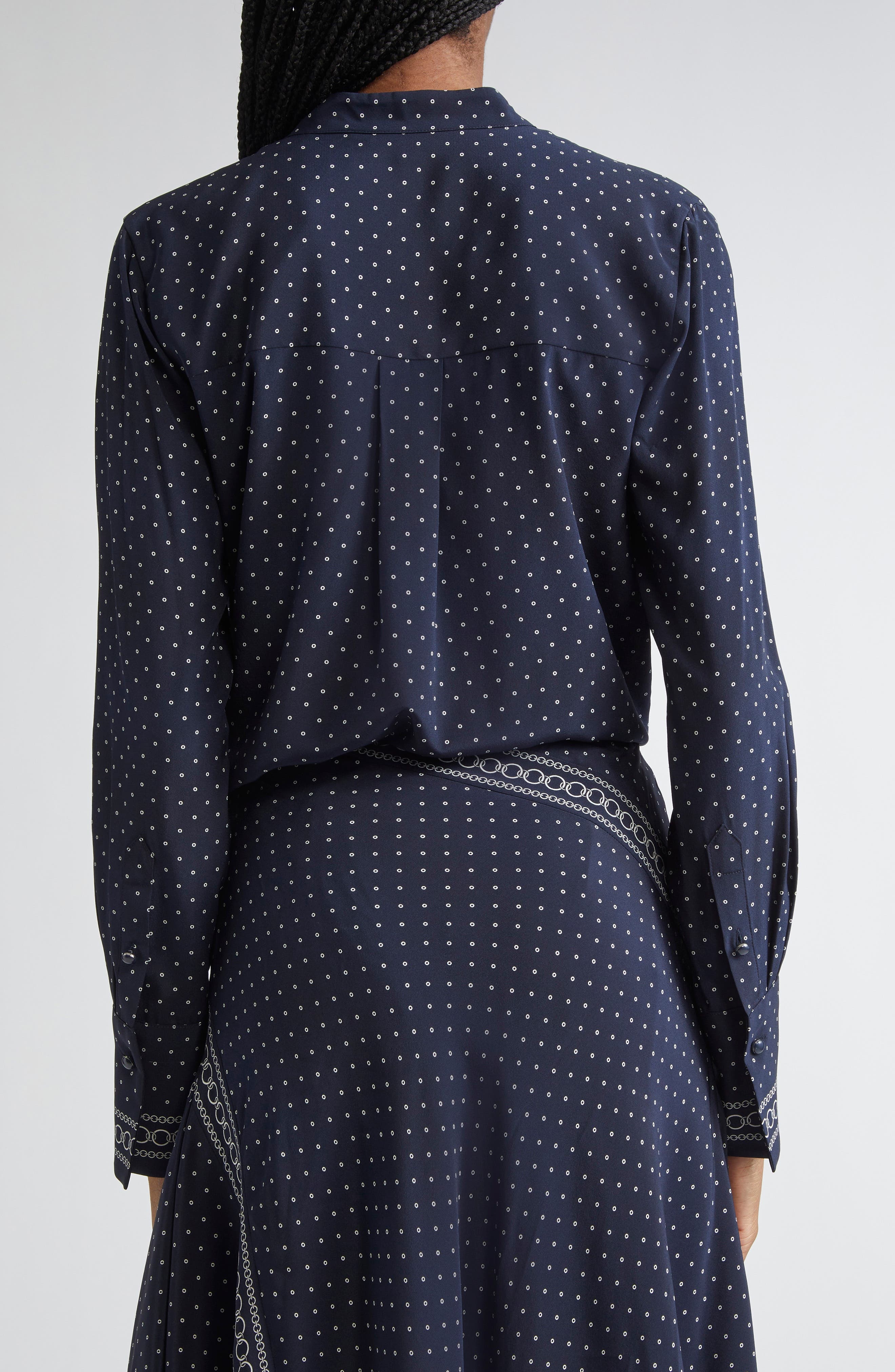 Veronica Beard Johnson Mixed Print Stretch Silk Button-Up Shirt in Navy Multi at Nordstrom - 3