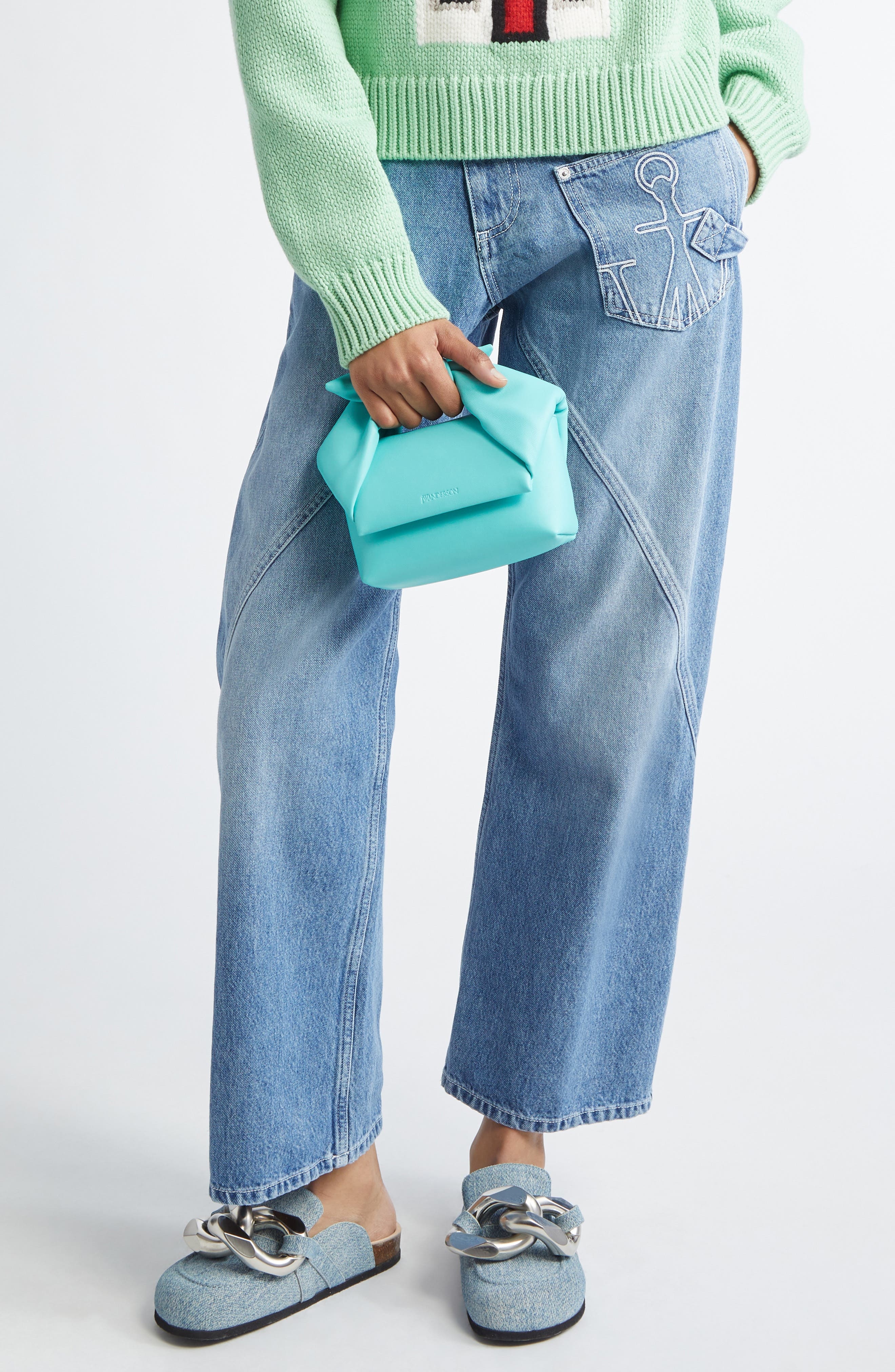 JW Anderson Small Twister Leather Crossbody Bag in Aqua at Nordstrom - 3
