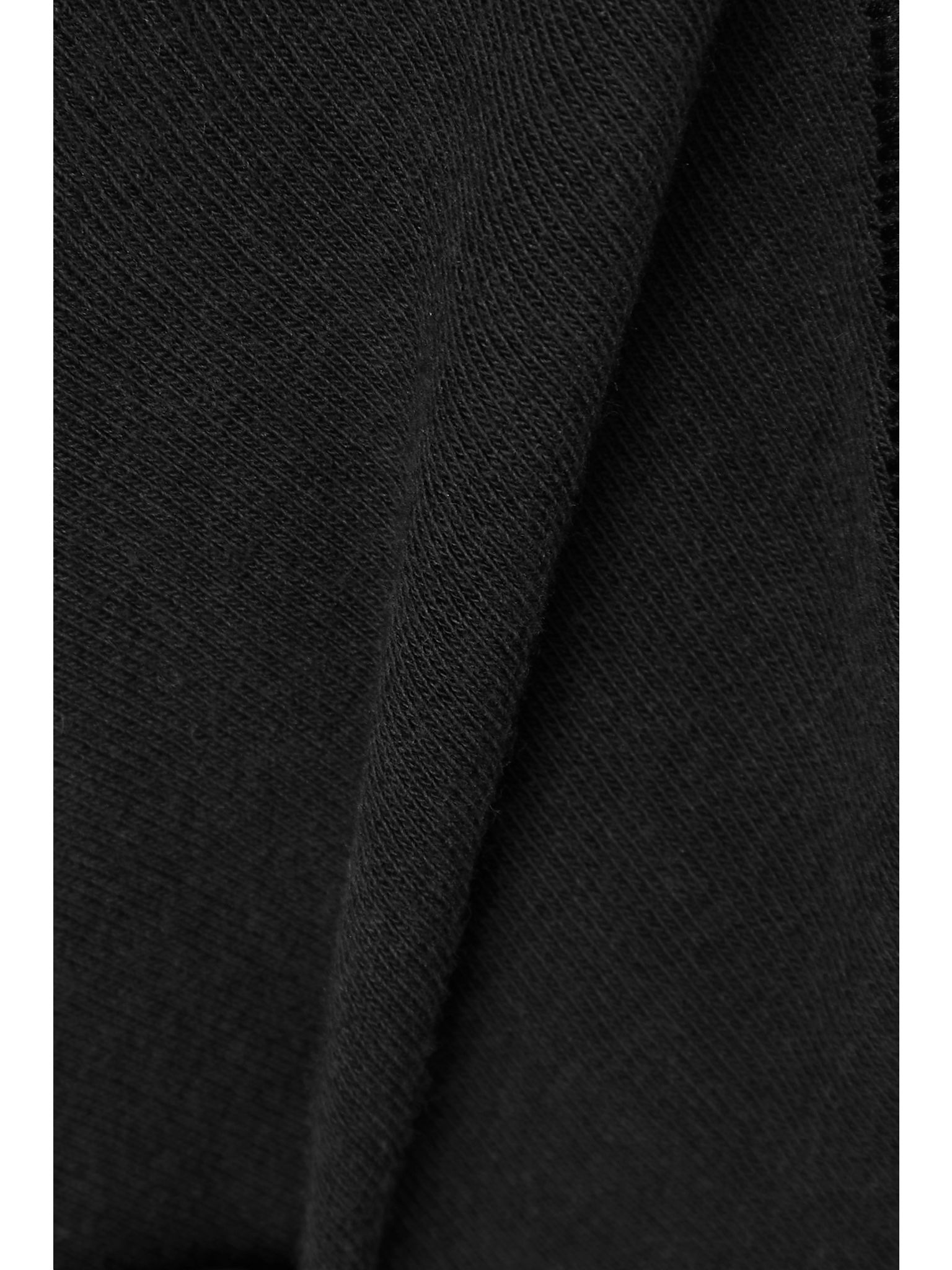 Cotton-Blend Jersey Dipped Thong - Soot Black - 4