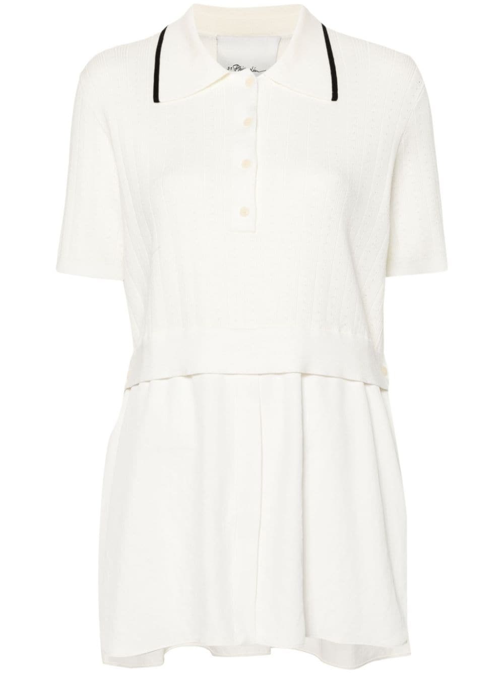 pointelle-knit polo shirt - 1