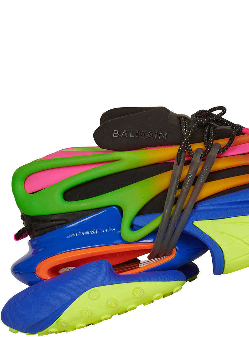 Multicolor neoprene and leather Unicorn low-top sneakers 7