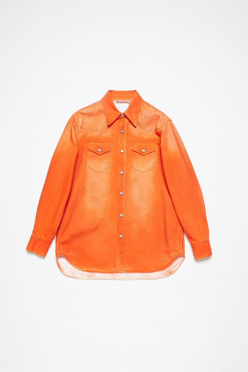 Denim shirt - Relaxed fit - Neon orange 1