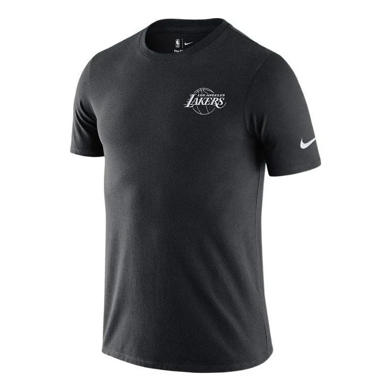Men's Nike Embroidered Logo Knit Round Neck Short Sleeve Lakers Black T-Shirt DD6729-010 - 1