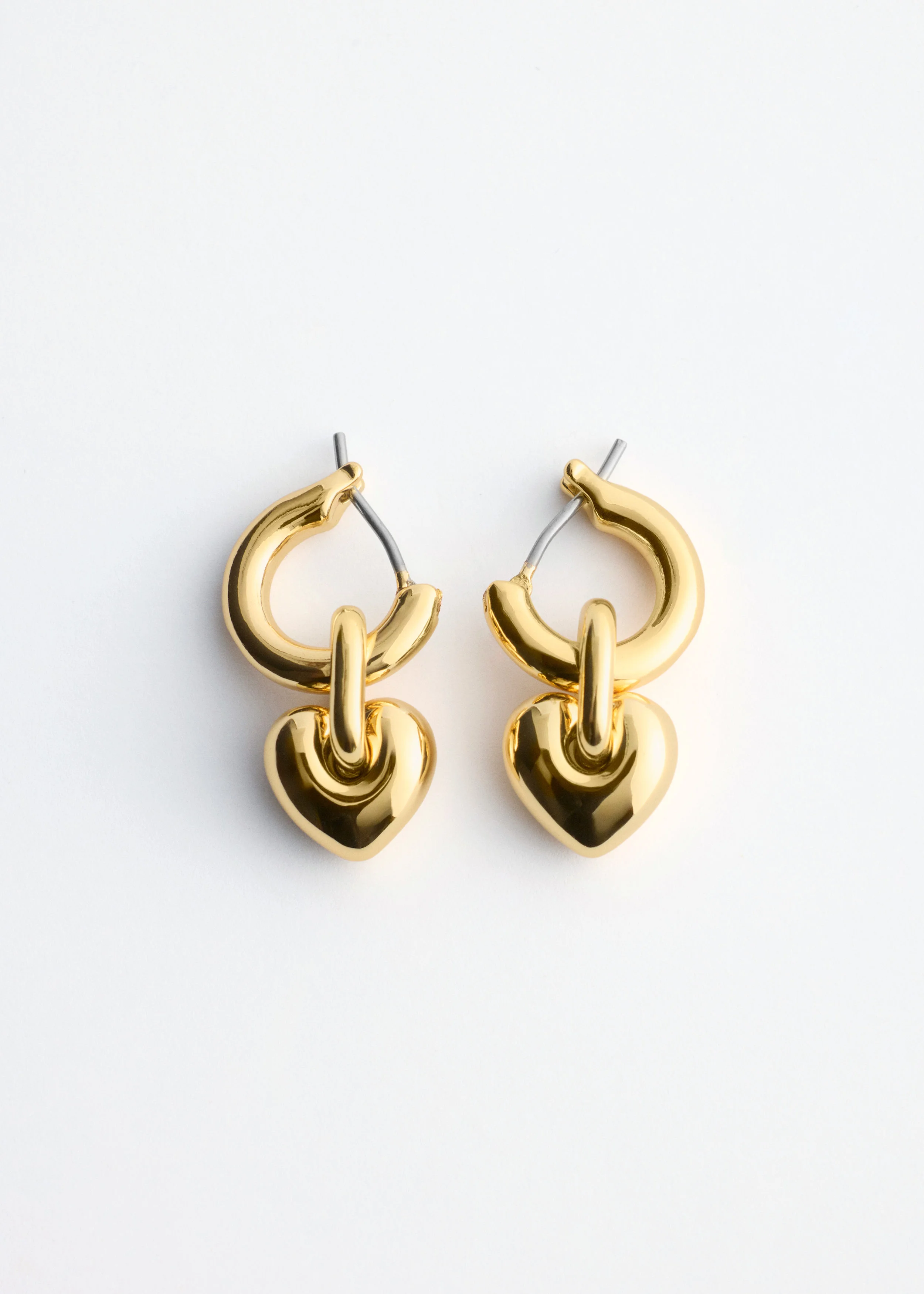 Heart-Pendant Hoop Earrings - 1