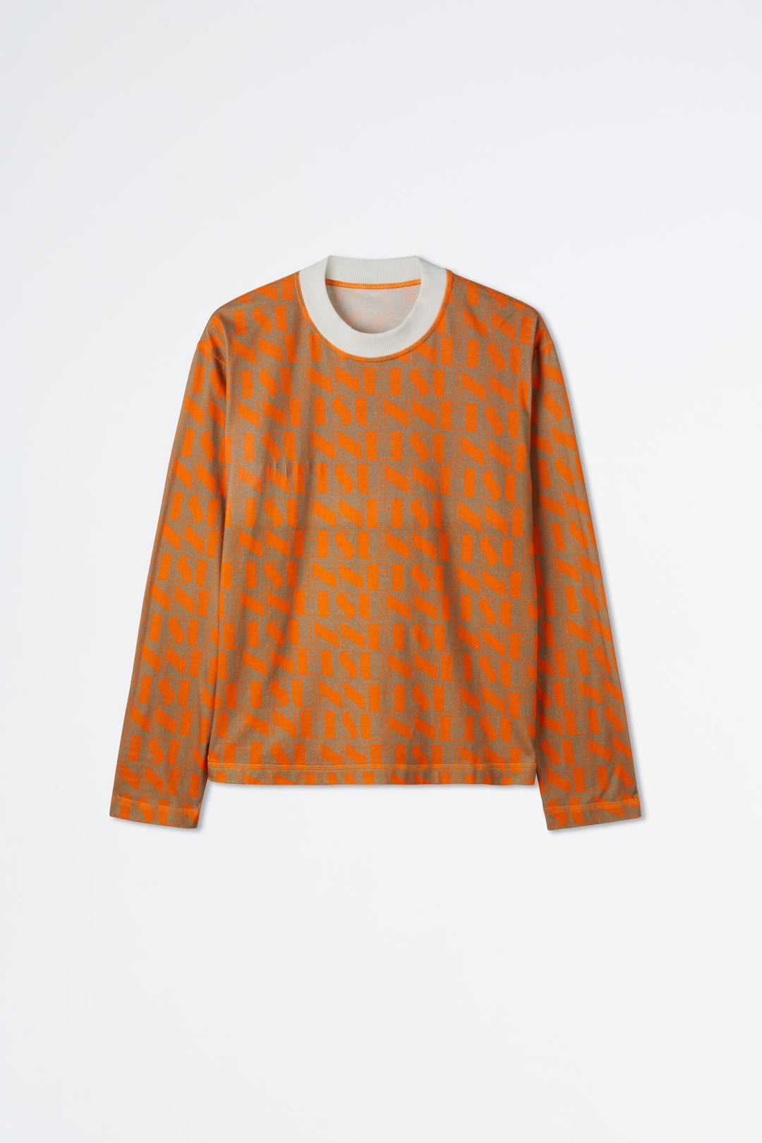 REVERSIBLE ORANGE & BEIGE LOGO LONG-SLEEVED T-SHIRT - 1