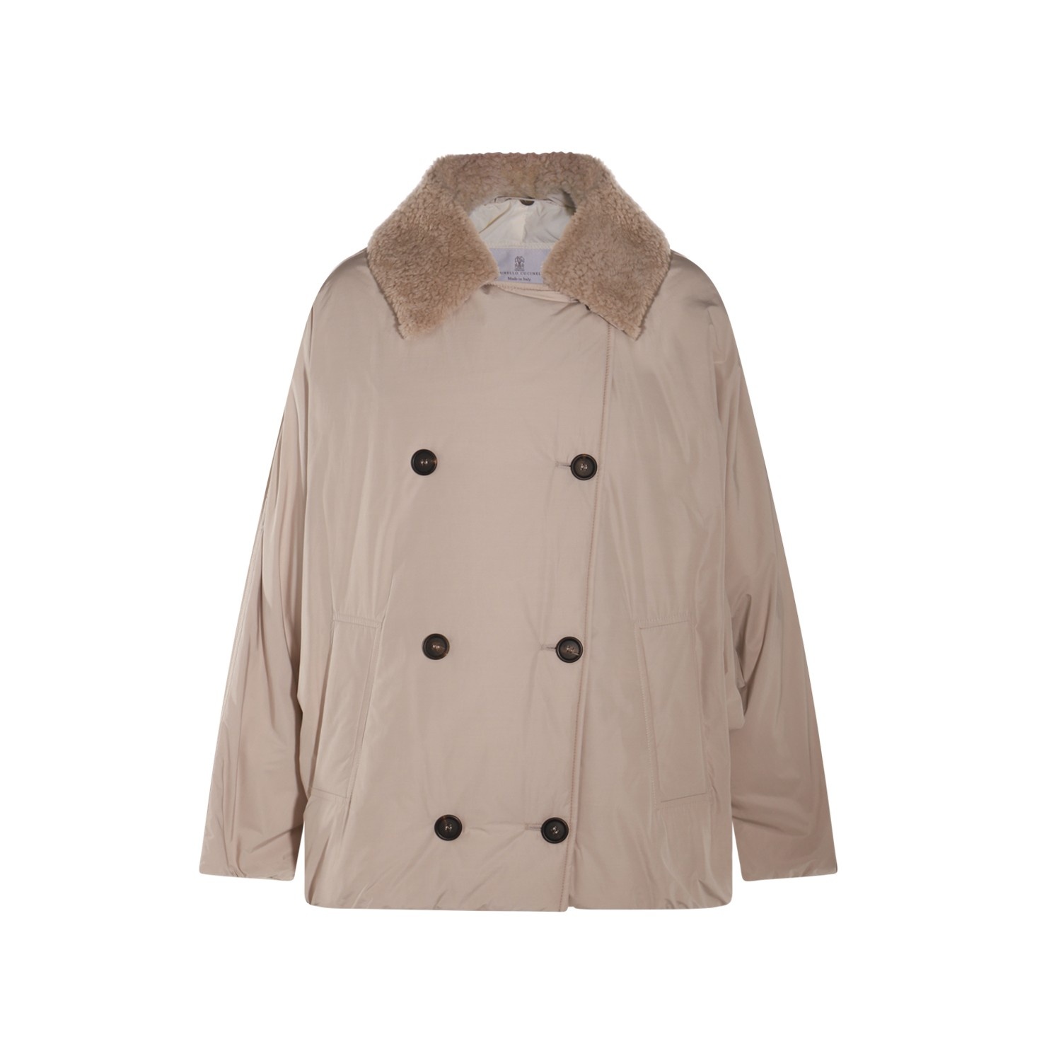 BEIGE COTTON DOWN JACKET - 1