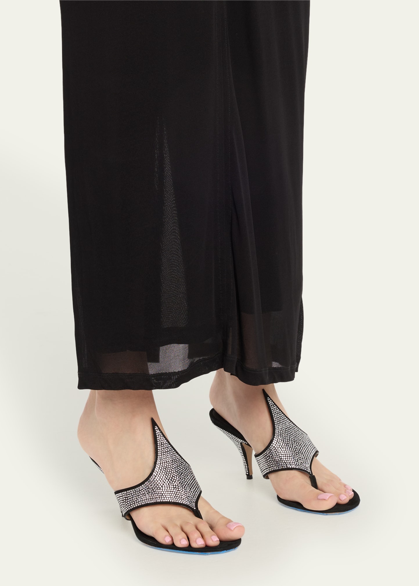 Lyrai Crystal Suede Thong Sandals - 2