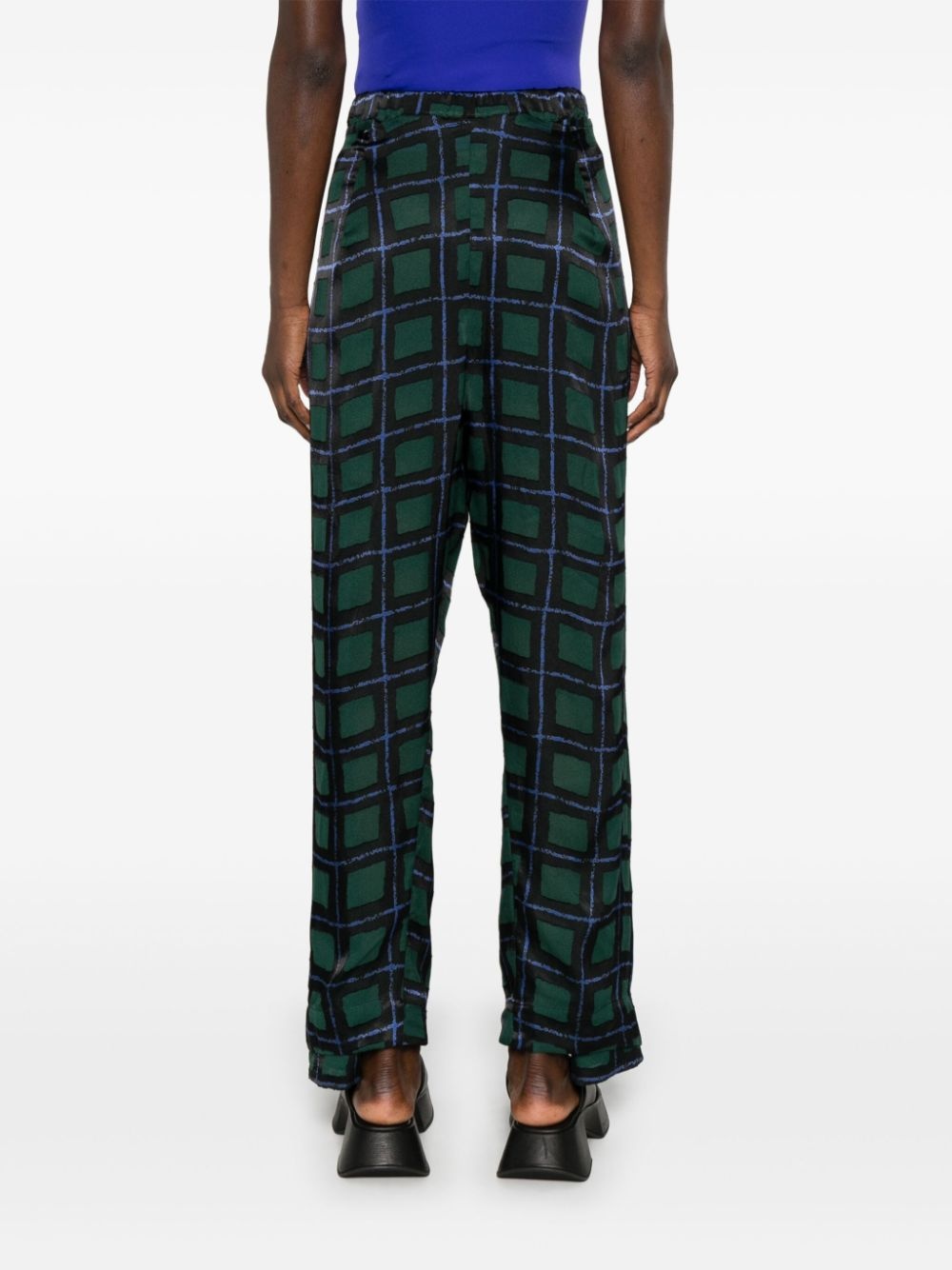 check-pattern straight trousers - 4