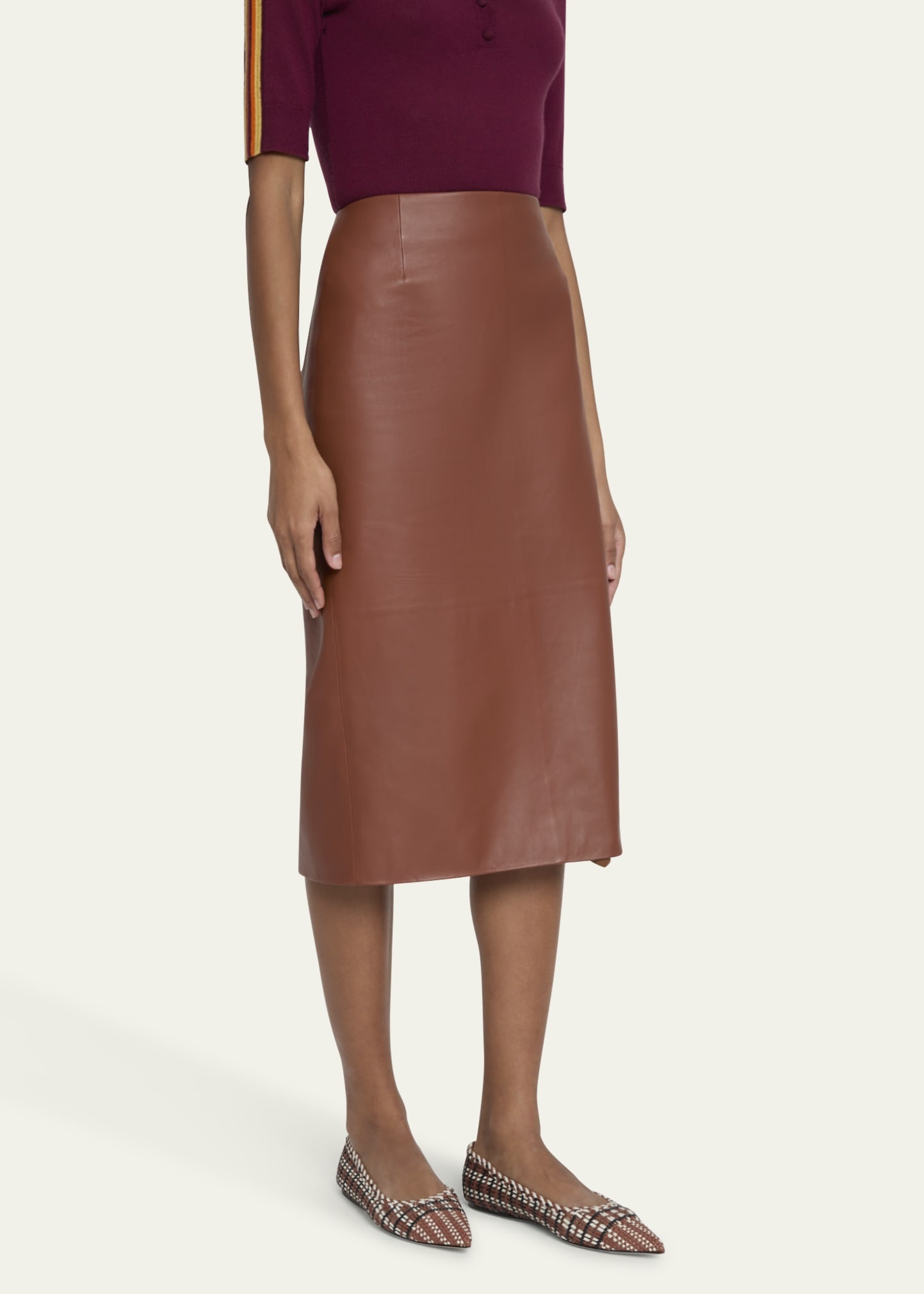 Manuela Long Leather Skirt - 4