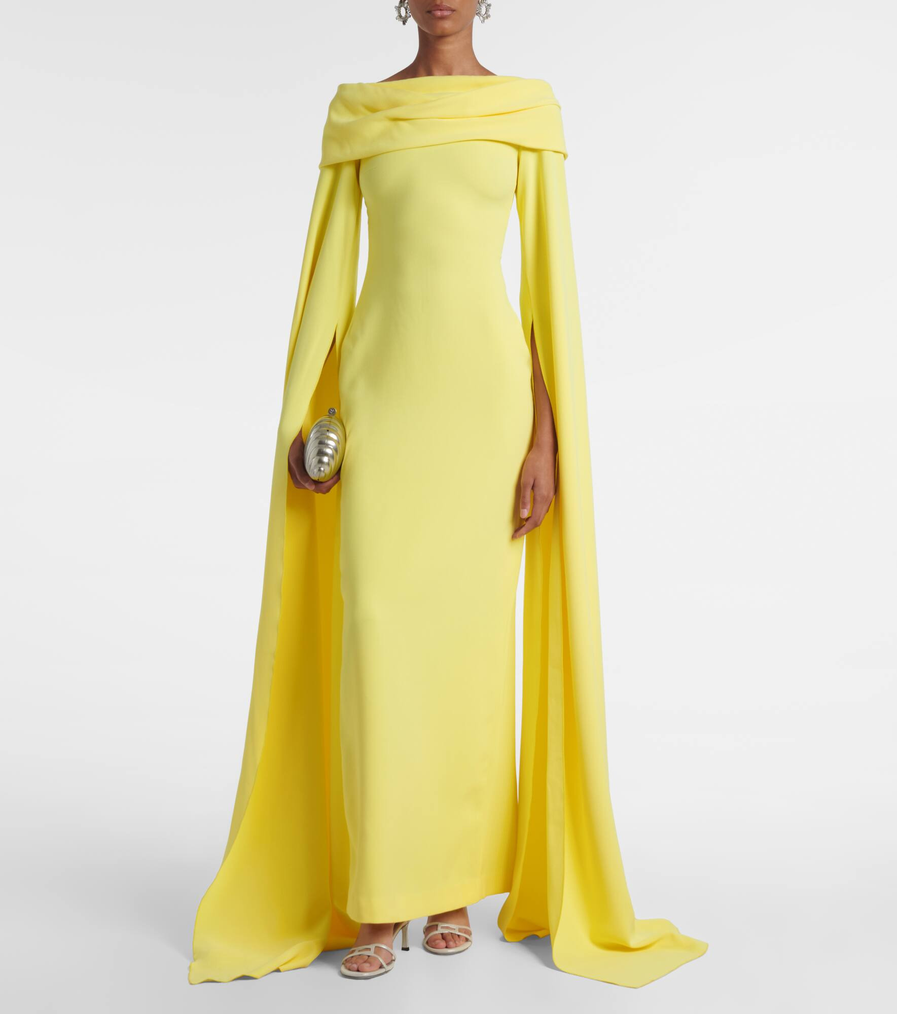 Nuri caped off-shoulder crêpe gown - 2