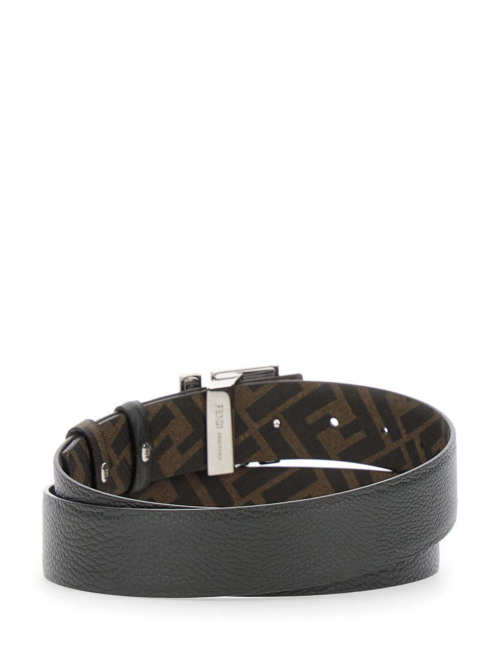 Fendi Men 'Rounde' Green Reversible Belt With Ff Logo Buckle In Leather Man - 3