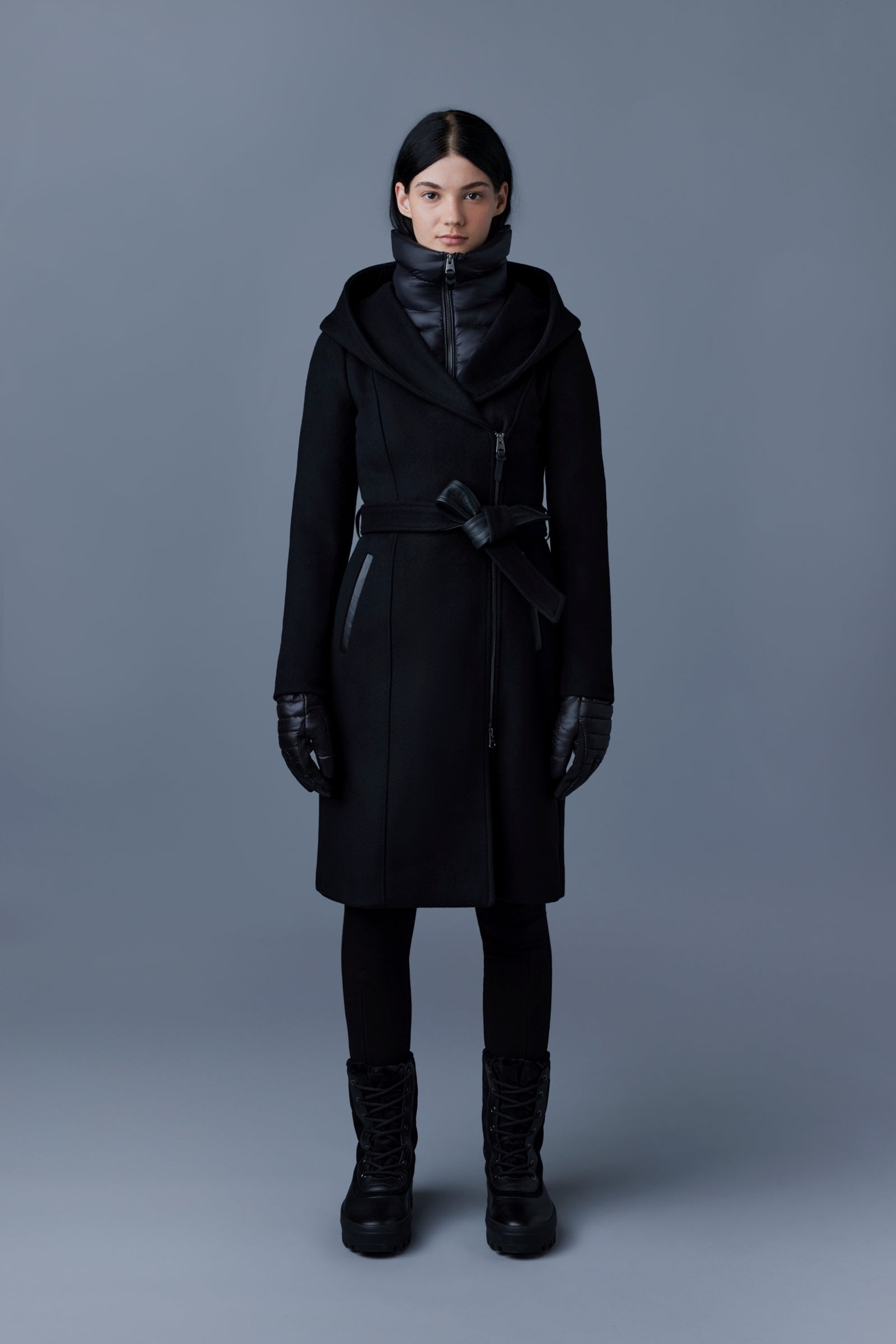 SHIA 2-in-1 double-face wool coat with removable bib - 2