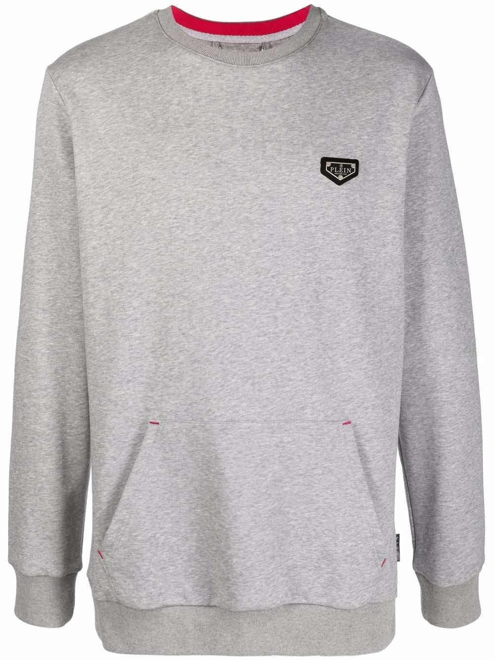 logo-plaque crew neck sweatshirt - 1