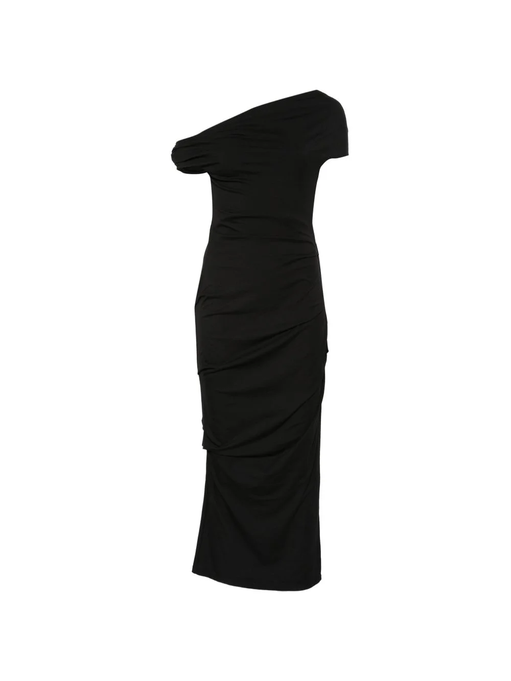 one-shoulder gathered midi dress - 1