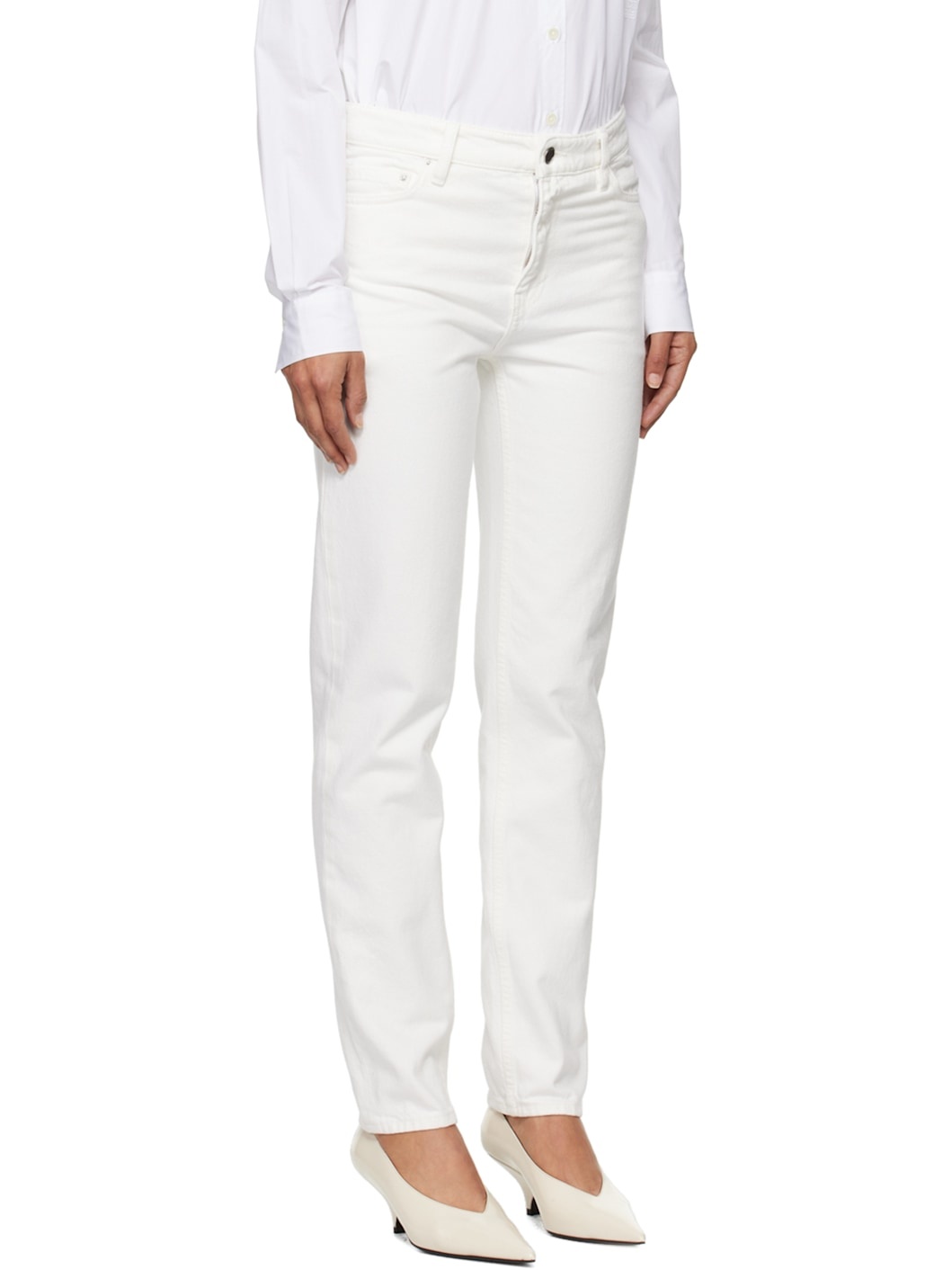 White Low Taper Jeans - 2