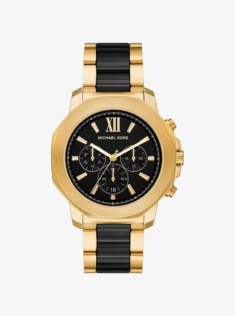 Oversized Prescott Gold-Tone and Ceramic Watch - 1