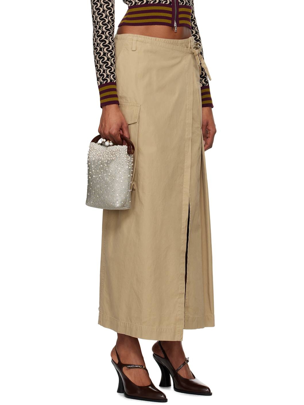 Dries Van Noten Beige Kilt Maxi Skirt | ssense | REVERSIBLE