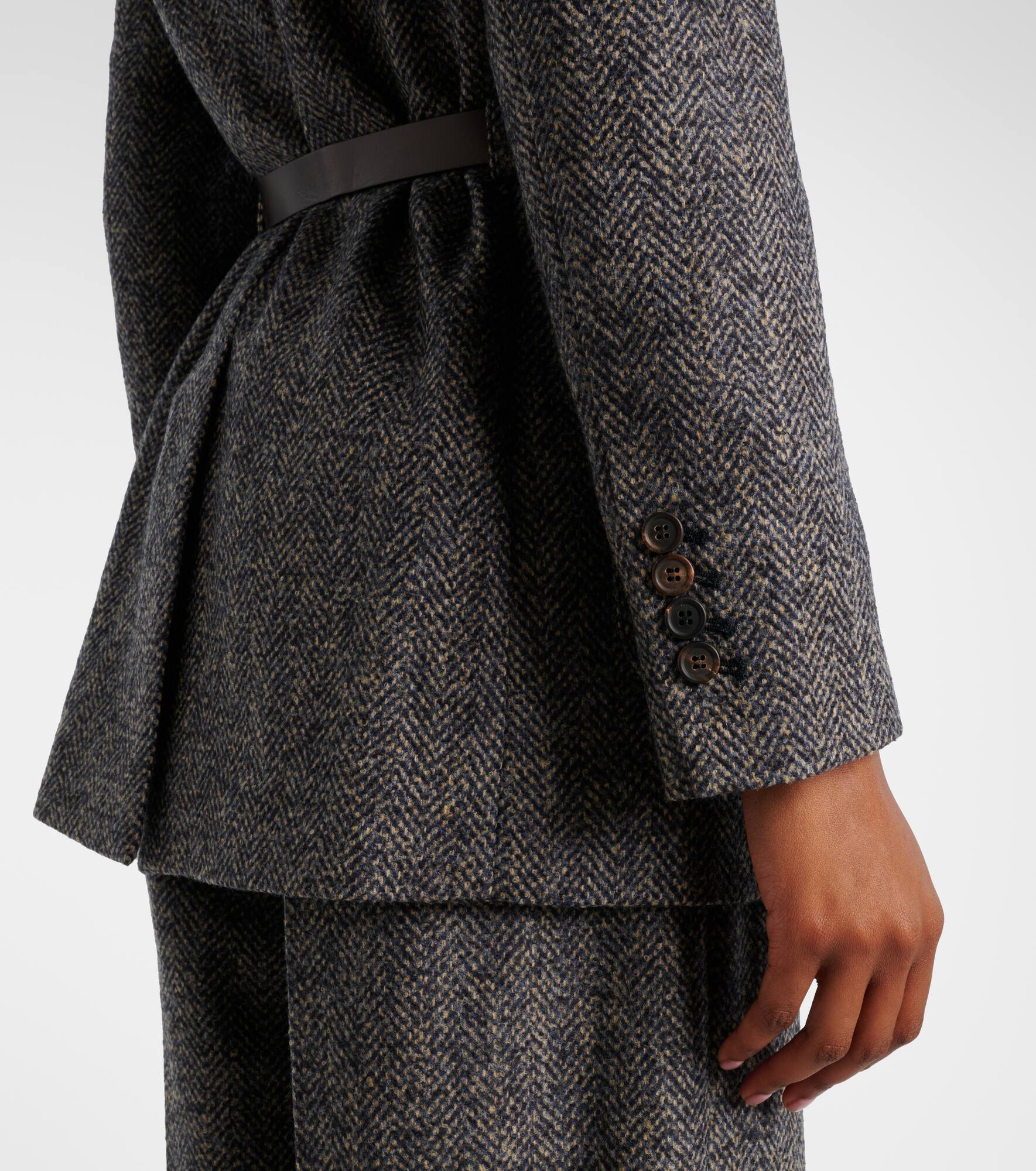 Herringbone Monili wool-blend tweed blazer - 4