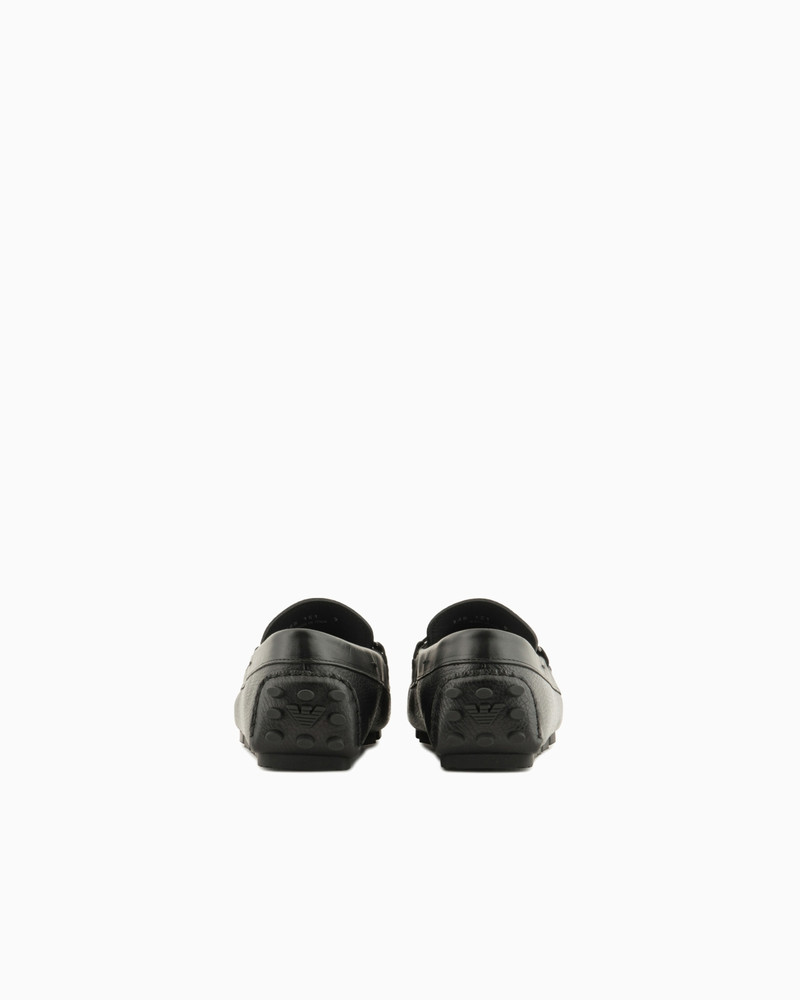 EMPORIO ARMANI Pebbled leather driving loafers with stirrup bar outlook