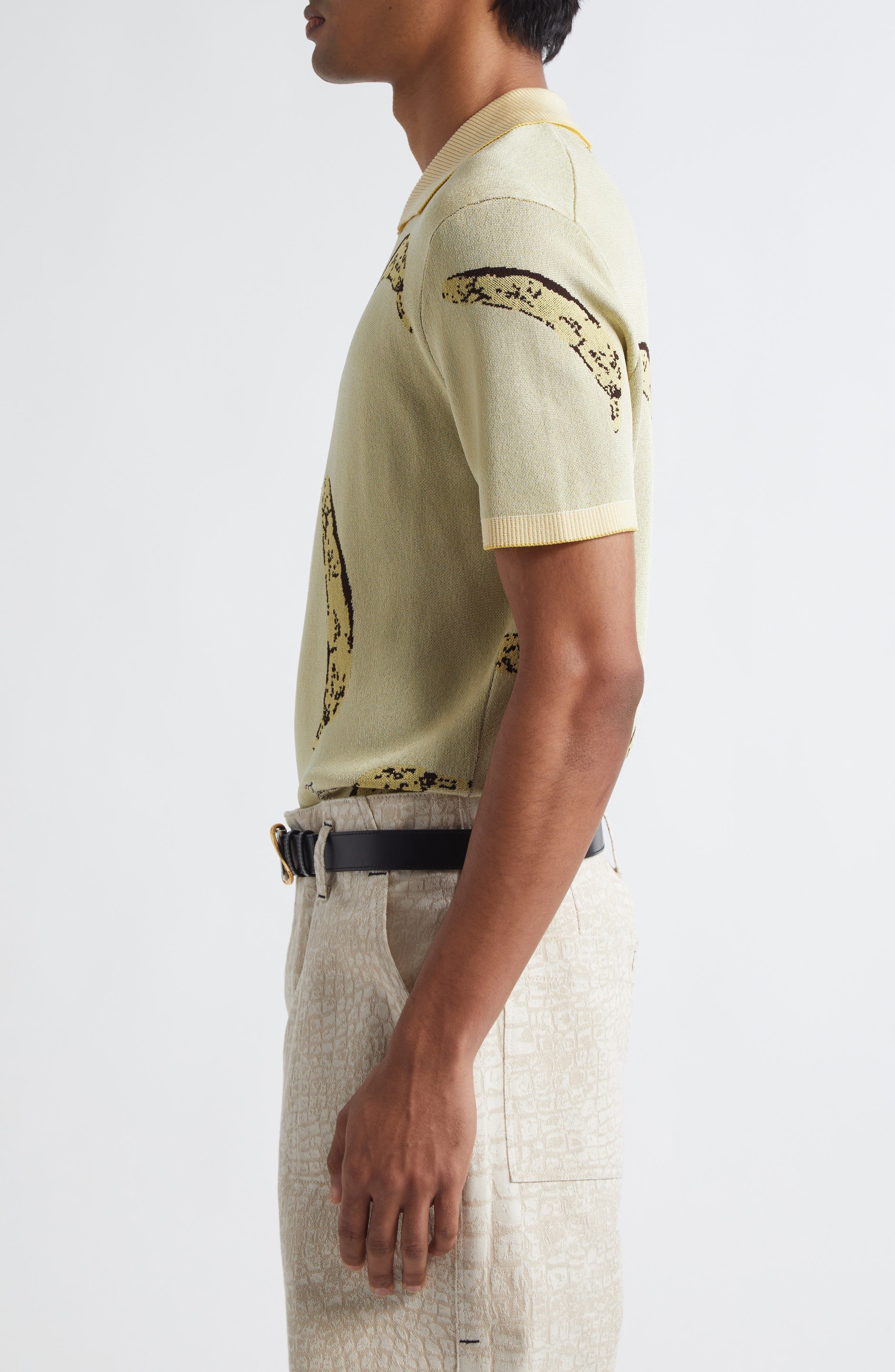 Jacquemus Le Polo Marino Jacquard Polo in Banana Jacquard Yellow at Nordstrom - 4