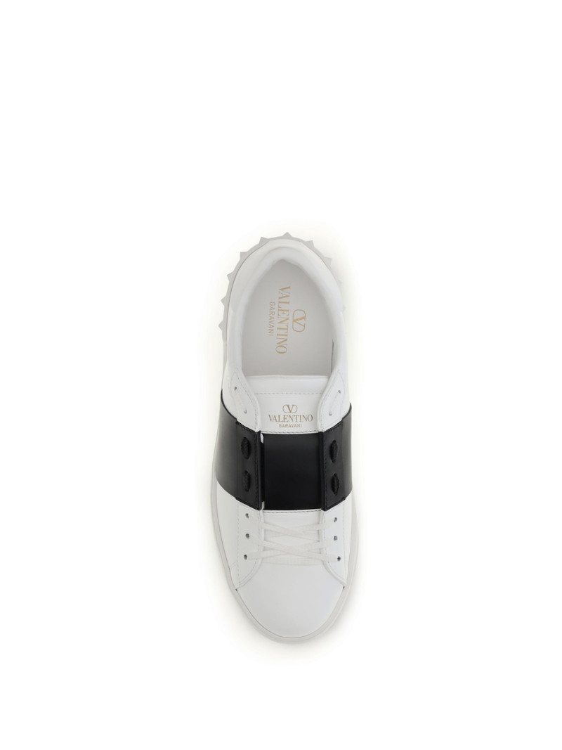 Valentino Garavani Contrast-Band Leather Sneakers — White 4