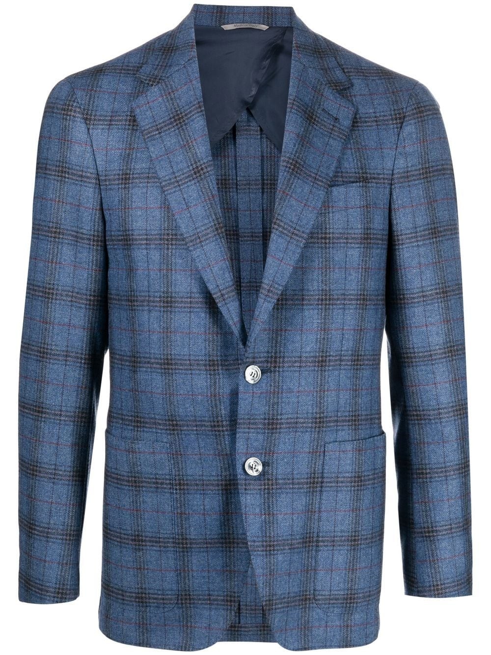 check-pattern single-breasted blazer - 1