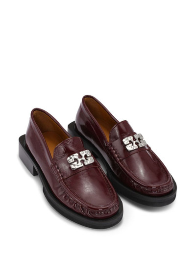 GANNI Butterfly-plaque leather loafers outlook