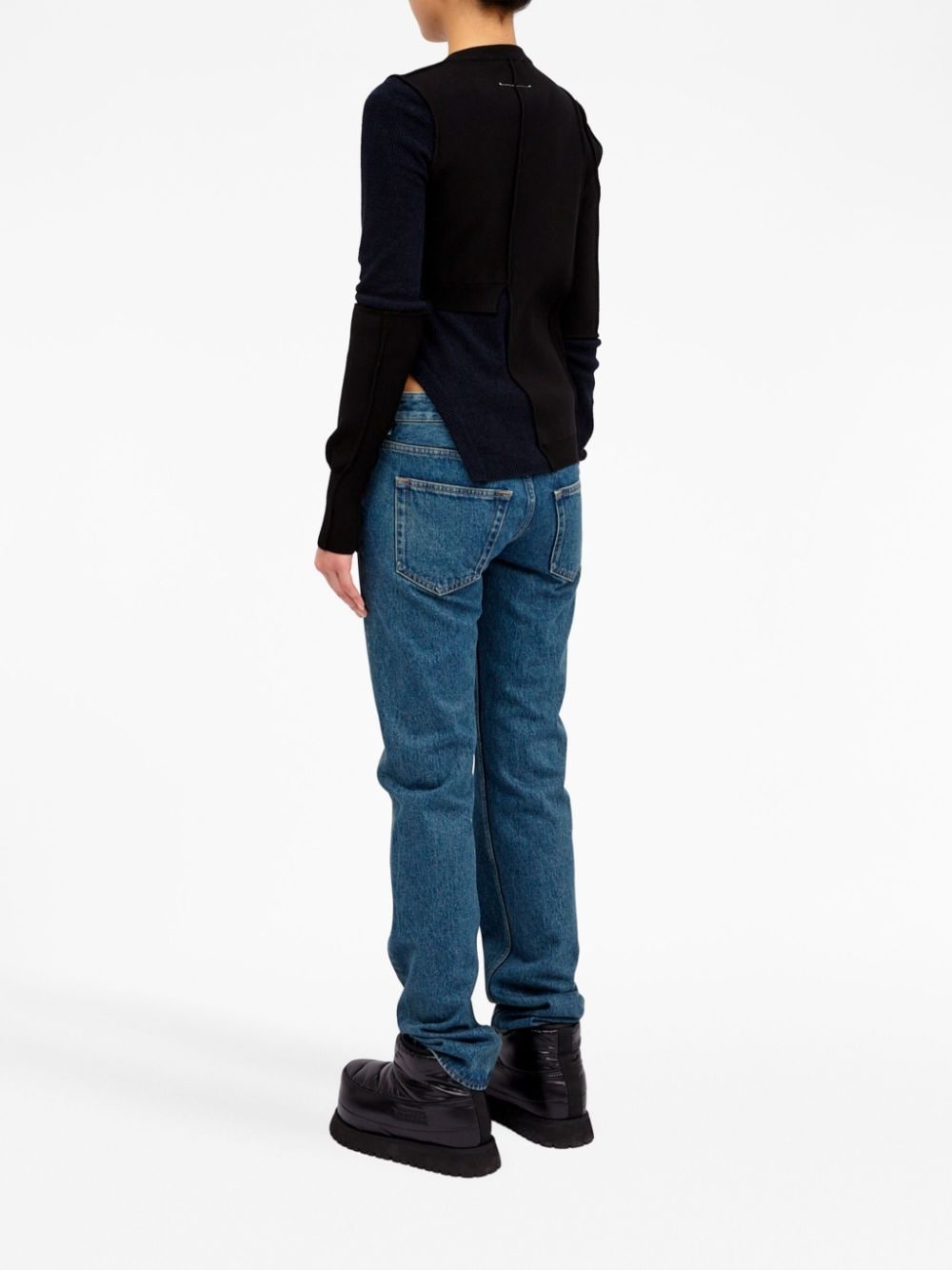 crew-neck deconstructed jumper - 5