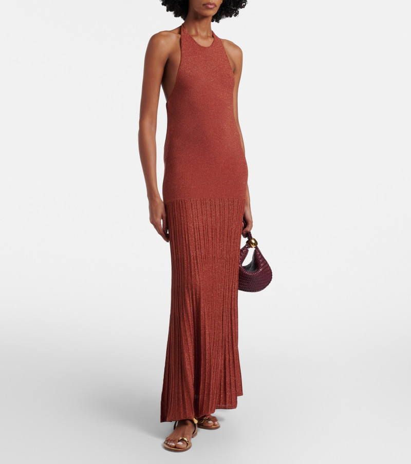 FAITHFULL Plissé halterneck cotton-blend maxi dress outlook