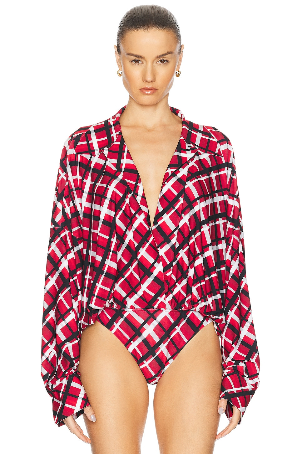 Super Oversized Boyfriend Shirt Bodysuit - 2
