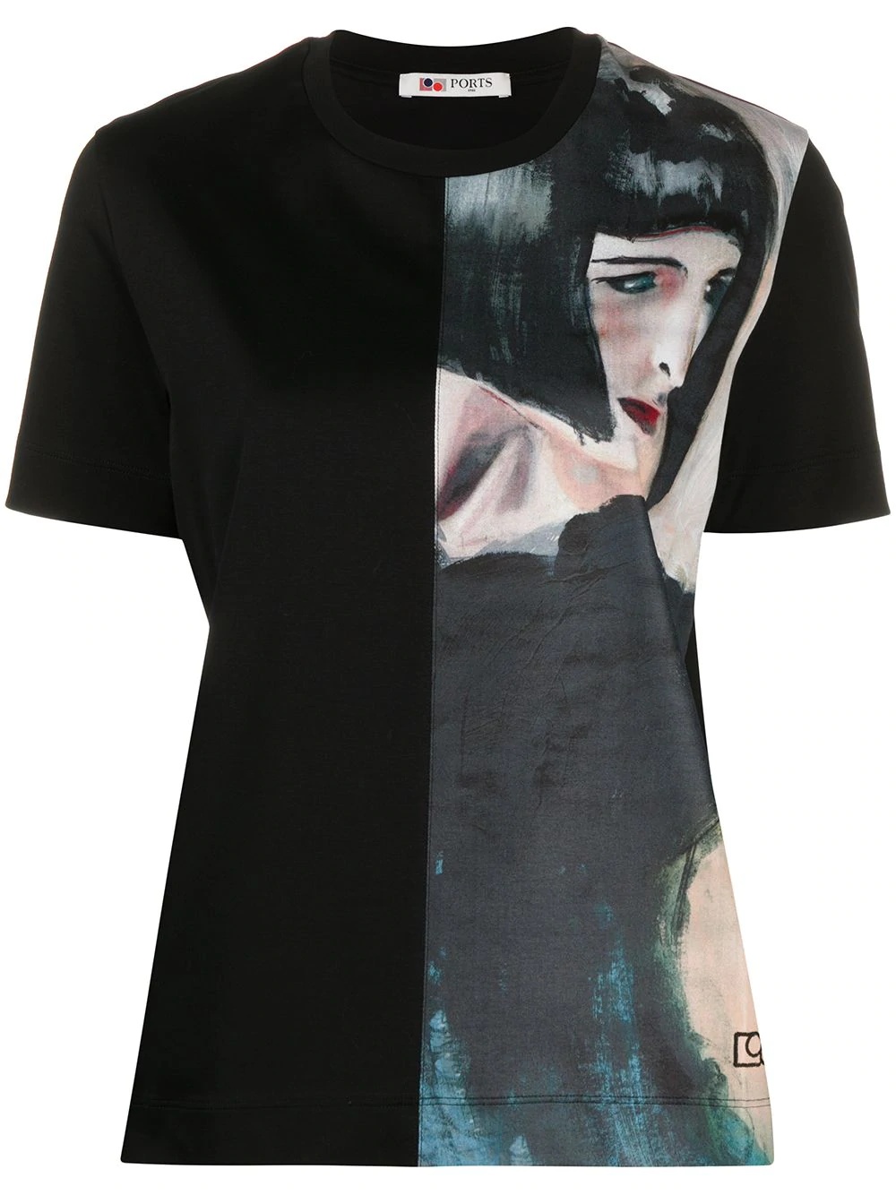 portrait-print short sleeved T-shirt - 1