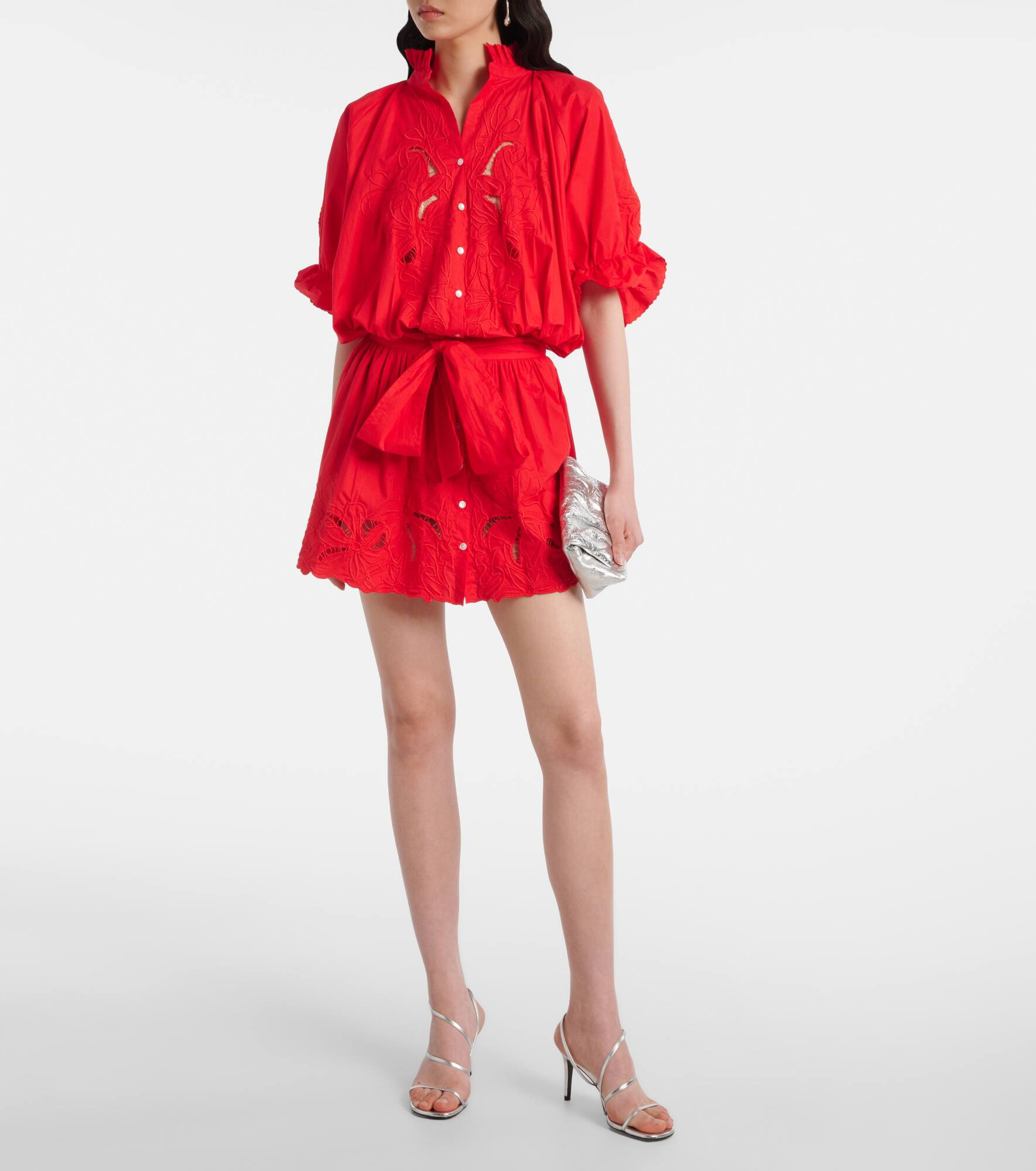 Broderie anglaise cotton poplin minidress - 2
