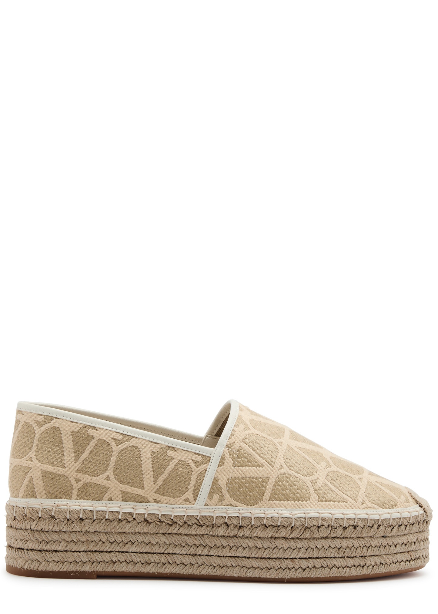 VLogo-jacquard canvas flatform espadrilles - 1