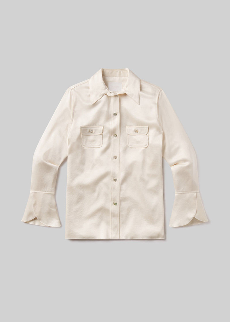 Tulip Sleeve Shirt In Cream 1