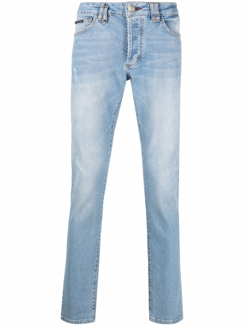 distressed straight-leg jeans - 1