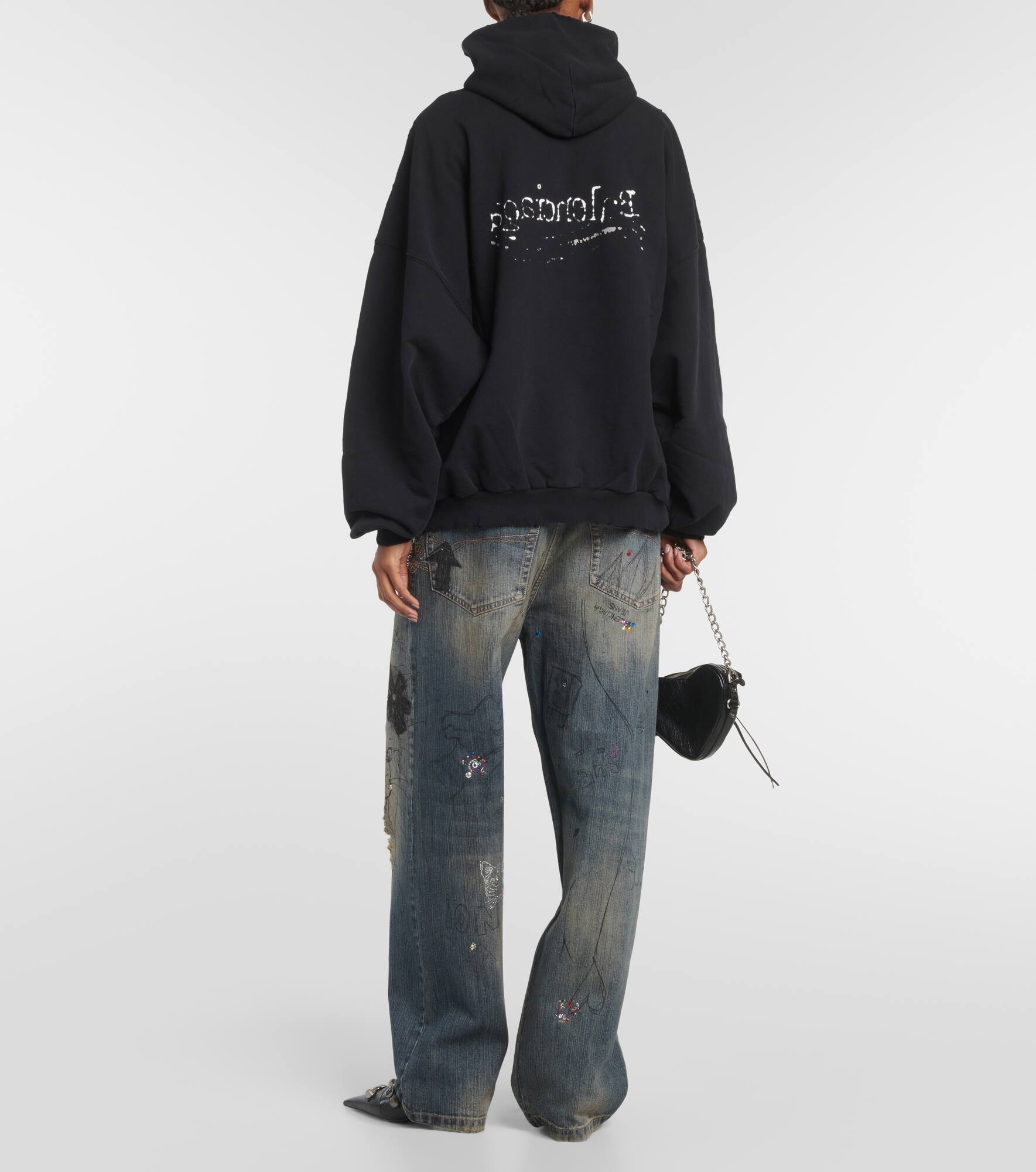 Printed cotton jersey hoodie - 3